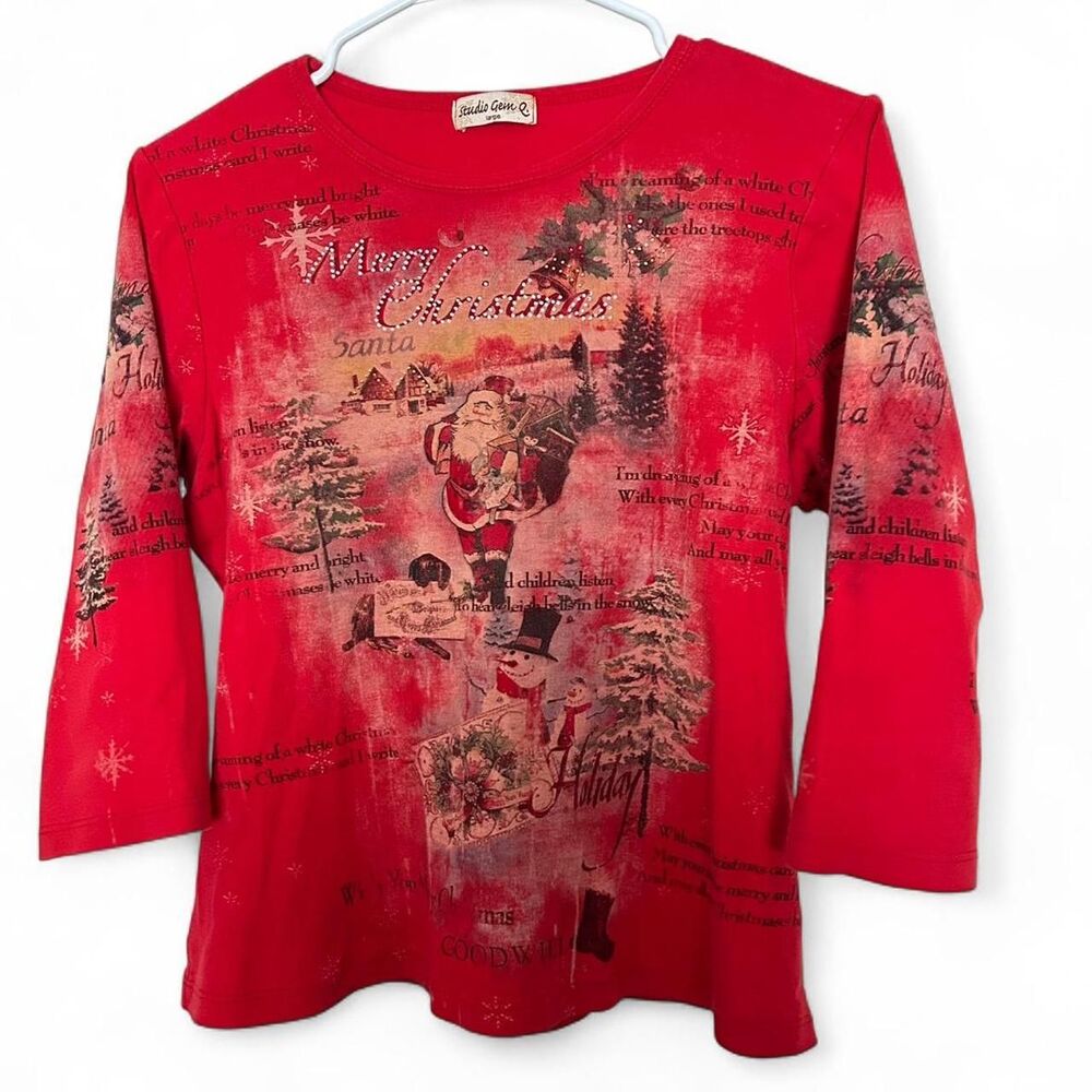 vintage Y2K 2000s retro Christmas holiday graphic print top shirt